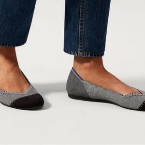 NWT Rothy's Black/Grey Herringbone gray mist captoe Size 11.5 SEE INFO RE SIZING